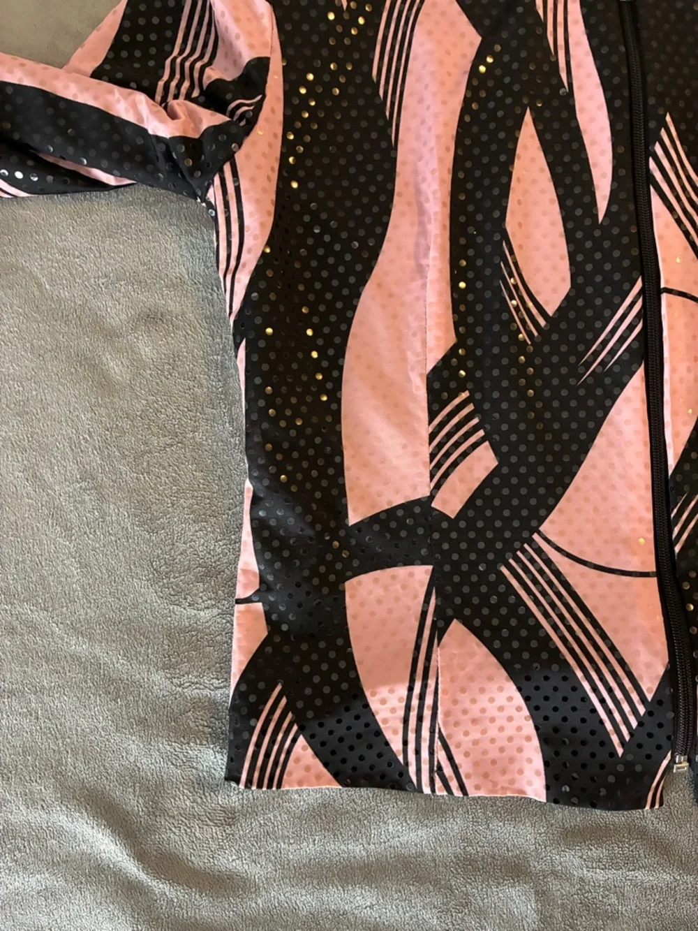 Vintage Abstract Pink & Black Zip Front Party Jacket Reflective Details - Picture 12 of 12